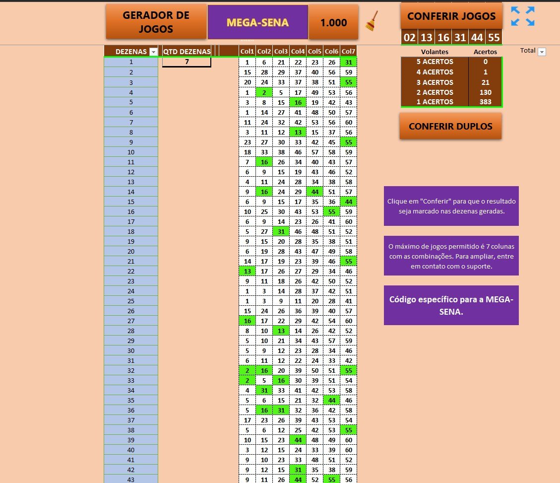 LOTO MEGA-SENA - Super Geradora de Jogos